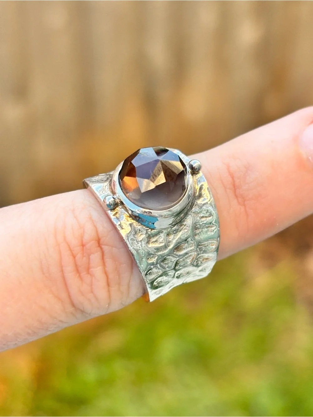 Designer 925 Sterling Sterling Silver Smokey Quartz Ring - Size 6
